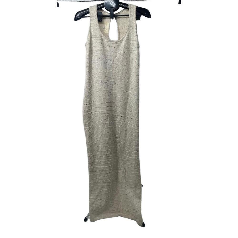 EL.ANA‎ Beige Sleeveless Virgin Wool Knit Subtle Sparkle Knit Dress Size Medium